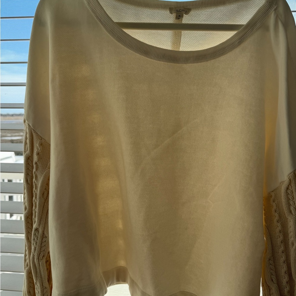 Anthropologie by Pilcro Sweatshirt with Cable Knit Sleeves